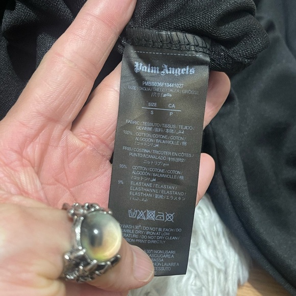 NWT Men’s Size Small Palm Angels Track Hoodie 100% Cotton In Black & White Color - Picture 15 of 17